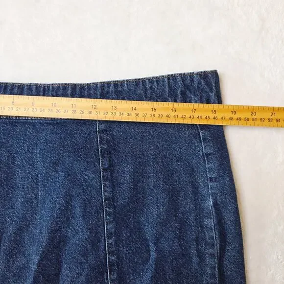 VINTAGE Old Navy Denim Mini Skirt Size 16 Blue Stretch Classic Y2K Casual 90s - Picture 11 of 12